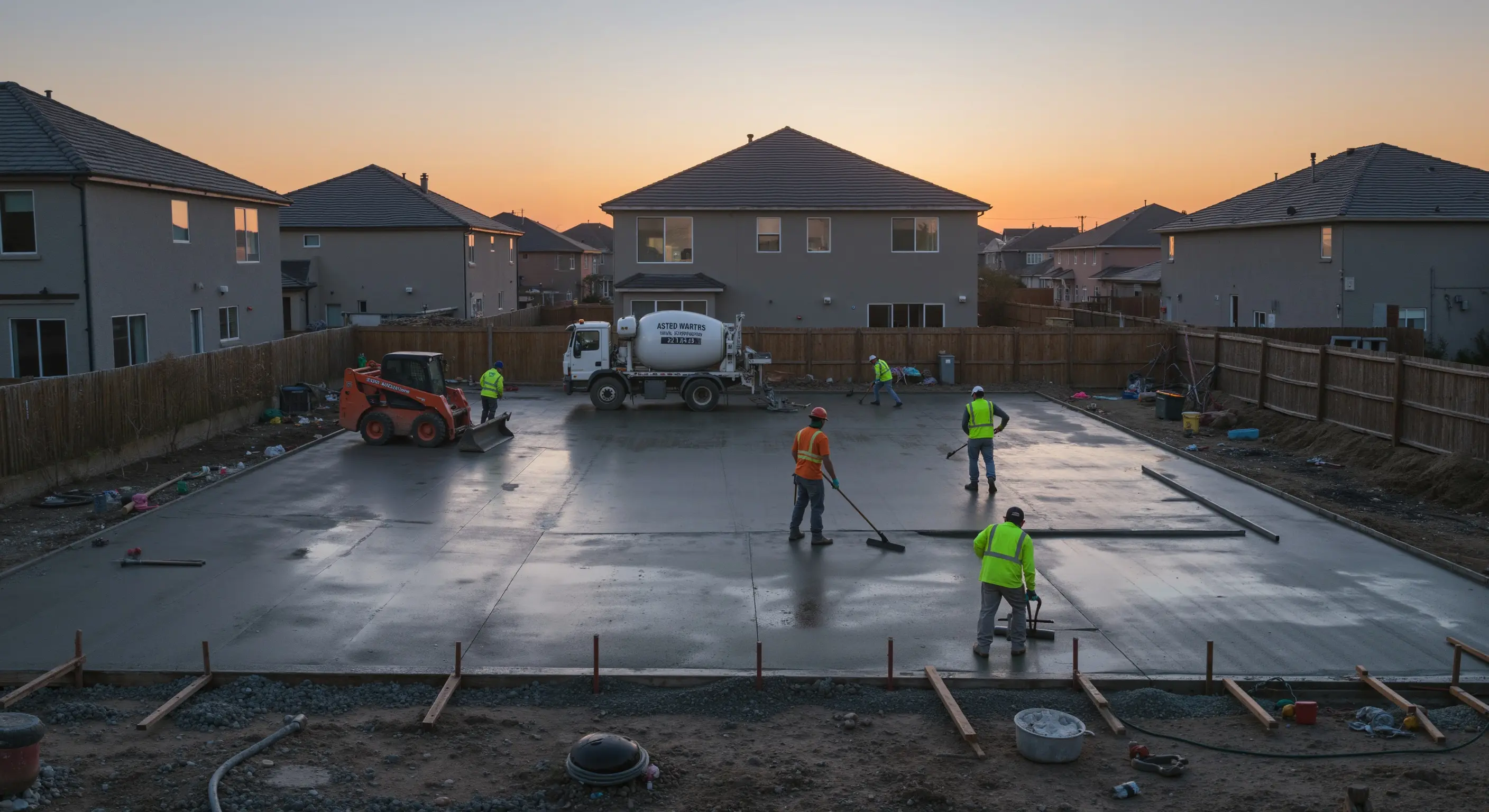 Close-up of concrete being poured